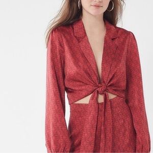 Urban Outfitters‎ Satin Paisley Tie-Front Top Large